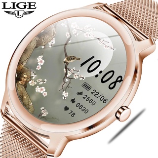 Reloj inteligente con pantalla táctil completa de 1.10 pulgadas para mujer, reloj deportivo con correa de acero inoxidable resistente al agua