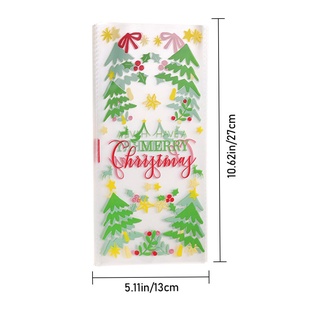 VANAS 50PCS Creative Christmas Gift Bags Party Supplies Cookie Packing Candy Cellophane Bag Xmas Festival Favors Snow Bell Tree Gingerbread Santa Claus Baking Packaging (2)