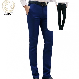 austinstore Formal Hombres Traje Pantalones Mediados Cintura Color Puro Invierno Suaves Para El Trabajo