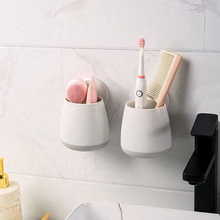 Alisondz - soporte para cepillo de dientes para el hogar, organizador de taza de dientes, pasta de dientes, montado en la pared, cocina, baño, palillos, caja de brochas de maquillaje (9)
