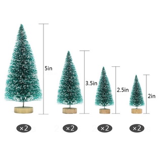 Mini Sisal Bottle Brush Christmas Trees Snow Frost Village Putz Great Lot (4)