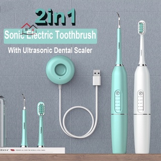 2 en 1 eléctrico ultrasónico Sonic Dental escalador USB cepillo de dientes limpiador de dientes blanquear dientes sarro quitar herramienta TIKTOK @MY
