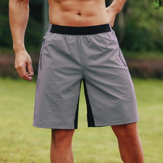 los hombres pantalones cortos deportivos elásticos cintura cremallera bolsillo de secado rápido absorbe la humedad entrenamiento correr gimnasio pantalones cortos