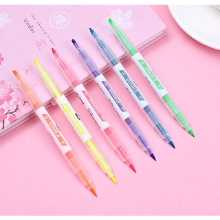 6 unids/set bolígrafos de colores y marcadores de doble cabeza resaltador bolígrafos de escritura de oficina de la escuela