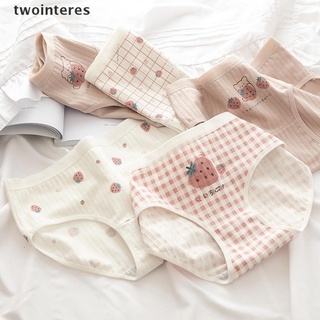 [twointeres] lindo algodón niñas ropa interior transpirable impreso bragas mujeres fresa calzoncillos [twointeres]