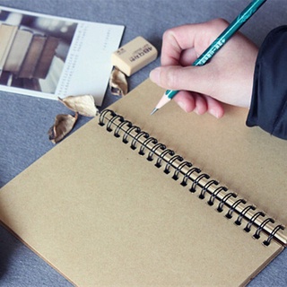 ALMETA Hard Sketching Paper Reeves Kraft Retro Notebook Back Bound Sketch Spiral High Quality Coil Book Blank (9)