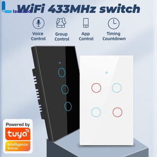 lansand 1/2/3/4 gang TUYA WiFi + 433MHZ Smart Touch Switch Luz Del Hogar Botón De Pared