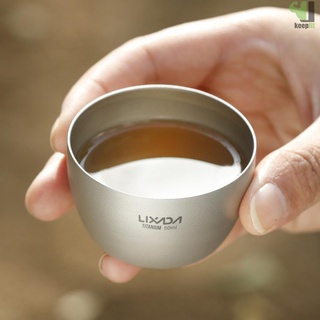 lijado 2 pzs taza de té de 50 ml doble de titanio mini taza de té en casa acampar al aire libre taza de té taza de café (3)