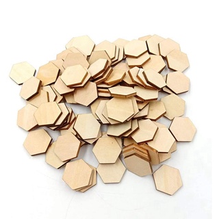 500 PCS Wood Chips Unfinished Wood Cutout Natural Honeycomb Wood (4)