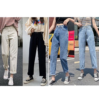 Mujer cintura alta suelta ancho pierna Jeans Casual alta calle Denim pantalones
