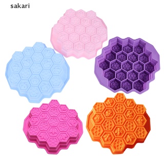 [sakari] 19 células de silicona abeja nido de abeja decoración de pastel de chocolate jabón vela hornear molde [sakari]