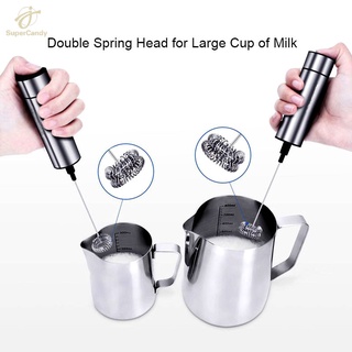 mezclador eléctrico espumador de leche de mano doble resorte batidor de cabeza de café crema espumador batidor licuadora (4)