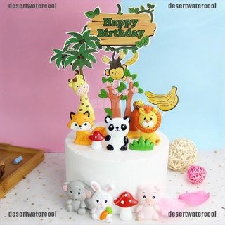 deco resina animal león mono árbol decoración para tartas bebé fiesta de cumpleaños decoración para hornear 210824