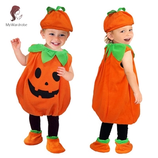 ETXK Halloween naranja calabaza peluche disfraz niños bebé Unisex disfraz de fantasía conjunto de ropa para fiesta Cosplay