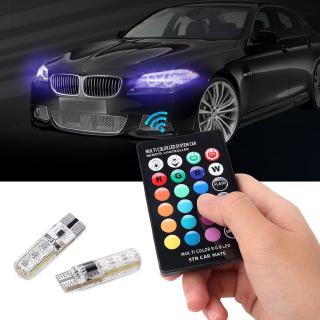 2 bombillas de Control remoto para cuña de coche 6SMD RGB LED T10 5050 Multi Color