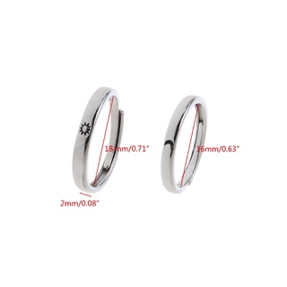 aa 2 piezas de anillos para parejas de sol y luna juego de anillos de promesa de boda kit ajustable para él y su moda judía