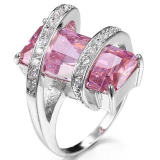 anillo de plata de ley 925 con piedra de zafiro rosa para mujer