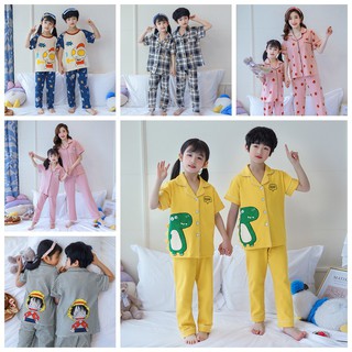 verano aire acondicionado habitación niños niñas ropa pijamas conjuntos de algodón pijamas niños ropa de dormir ropa de hogar adolescente de manga larga pijamas traje