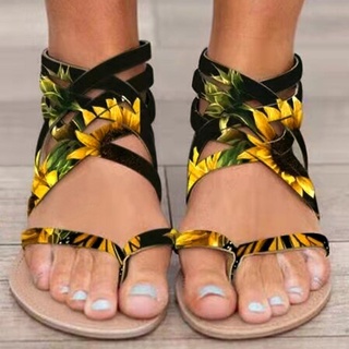 [EFE] moda mujer plana verano cremallera playa dedo del pie abierto transpirable sandalias zapatos
