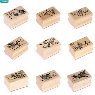 Letra nueva DIY artesanía Vintage de madera sellos de goma estampación de plantas de césped para letras diario artesanía artesanía Scrapbooking