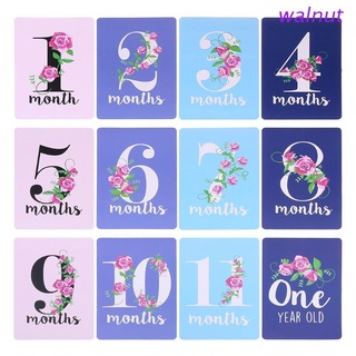 walnut Baby Milestone Photo Cards - Set of 12 Photo Cards To Capture Your Baby's First Year Memorable Moments