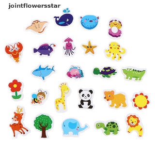 jsco 12pcs mix ocean animals madera imán nevera creativo de dibujos animados 3d pegatinas juguetes estrella