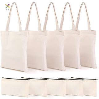 bolsa de lápices de lona tote bolsas conjunto, diy craft bolsas de maquillaje en blanco (1)