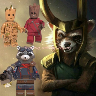 Compatible con Legoing Minifigures Marvel vengadores Endgame Rocket mapache Groot figuras de película bloques de construcción lindo animal juguetes para niños