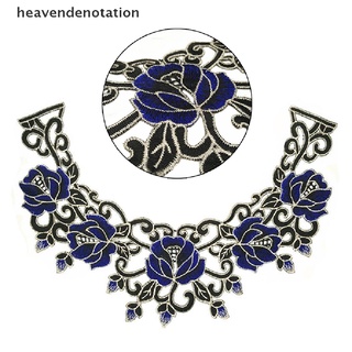 [heavendenotation] 1pc bordado floral encaje cuello cuello recorte ropa parche de costura b