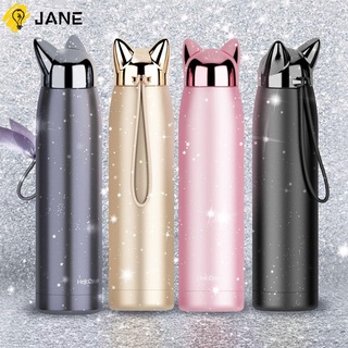 Jane taza De Café con aislamiento De acero inoxidable botella térmica para beber al vacío botellas De Gato zorro botella De agua De oreja/Multicolor