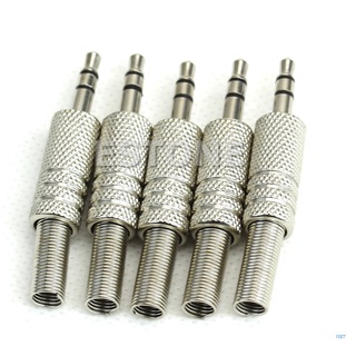 🔥YSTDE Hot 5pcs 3.5mm 1/8" Stereo TRS Male Audio Jack Plug Adapter Connector Silver
