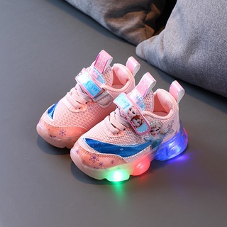 Zapatos de los niños zapatos de luz LED zapatos de deporte de los niños zapatos luminosos zapatos de malla estudiante zapatos para correr