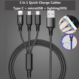 Cable Usb 3 en 1 Tipo C Micro Usb lightning Ios cables De Carga Rápida Para Iphone Realme Micro cable Usc Carga Rápida