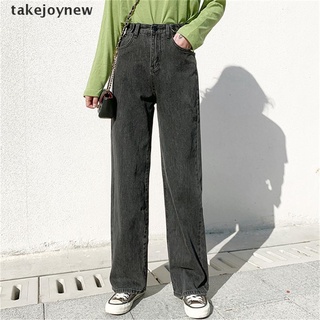 [takejoynew] mujer jeans cintura alta ropa ancho pierna denim ropa streetwear