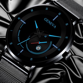 Reloj De pulsera De acero inoxidable con calendario De negocios Casual Ultrafino para hombre