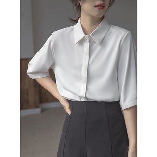 2021 nuevo vestido profesional blanco manga corta gasa camisa de las mujeres verano francés temperamento diseño sentido de la minoría camisa
