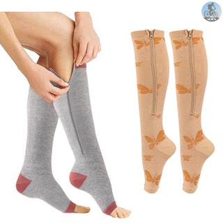 2 pares de calcetines con cremallera de pierna de becerro mangas sin dedos para correr senderismo escalada conducción de pie vuelo hinchazón alivio del dolor