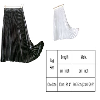 Treutoyeu gótico metálico Color plisado falda larga Vintage faldas altas para mujer moda falda larga (9)