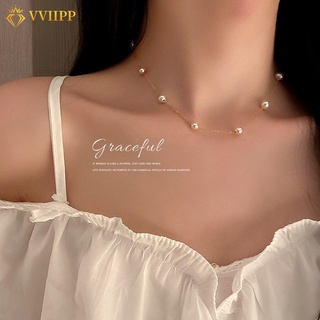 Collar coreano de perlas de cristal de perlas de oro con cadena de oro accesorios para mujer