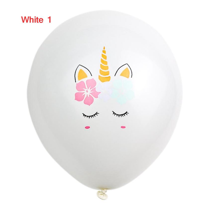 10 pzas/12 pulgadas blanco y Rosa unicornio unicornio De dibujos Animados globo De Látex temática De fiesta De cumpleaños decoración De 2 estilos (4)