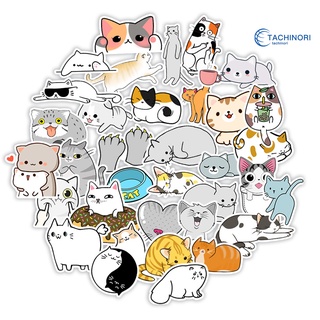 tachinori 50 pegatinas de dibujos animados de equipaje decoración impermeable gatos impresión animal equipaje pegatinas para monopatín