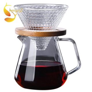 V60 Pour over Carafe Drip Coffee Pot 500Ml Glass Range Tea Maker Coffee Kettle Brewer Barista Percolator Clear Filter