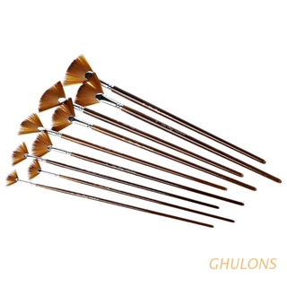 ghulons - juego de 9 pinceles en forma de ventilador, pintura, nylon, acrílico, acuarela, suministros de arte