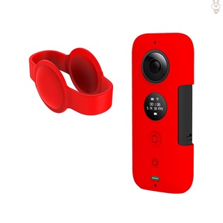 Funda protectora de silicona de alta resistencia con cubierta de lente Compatible con Insta 360 One X cámaras deportivas rojo (1)