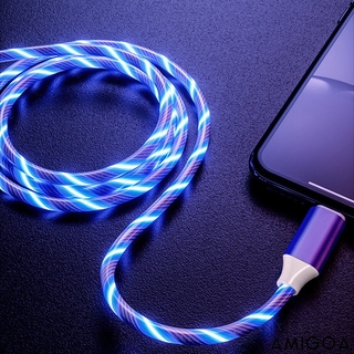 Cable De carga De IPhone brillante/cable De Luz LED/IPhone 12 Pro Max/12/Mini/IOS/Android/Micro tipo C/cargador USB Rápido AMIGOA