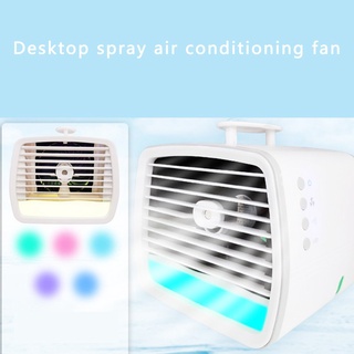 Promoción Mini Ventilador Usb Portátil aire acondicionado enfriador De aire Para habitación hogar humidificador De aire De escritorio Spray De refrigeración con Luz nocturna