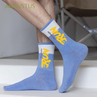 Augusus calcetines deportivos Hip Hop patineta deportiva para mujer Tubo medio de Letra impresa calcetines/Multicolor