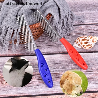 [attractivefinewell] cepillo de dientes de doble fila de metal para mascotas, perro, gato, peine de pelo, herramienta útil