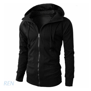 REN Men Winter Slim Hoodie Warm Sweatshirt Hooded Coat Jacket Zip Up Outwear Sweater (1)