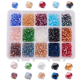 Flgo alrededor de 1800 piezas de 4 mm facetas Bicone Rondelle perlas de cristal Briolette checa espaciador cuentas 15 colores AB para joyería Mak